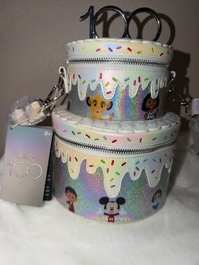Disney Holographic Kids Stackable Crossbody Bag with White Sprinkle Trim